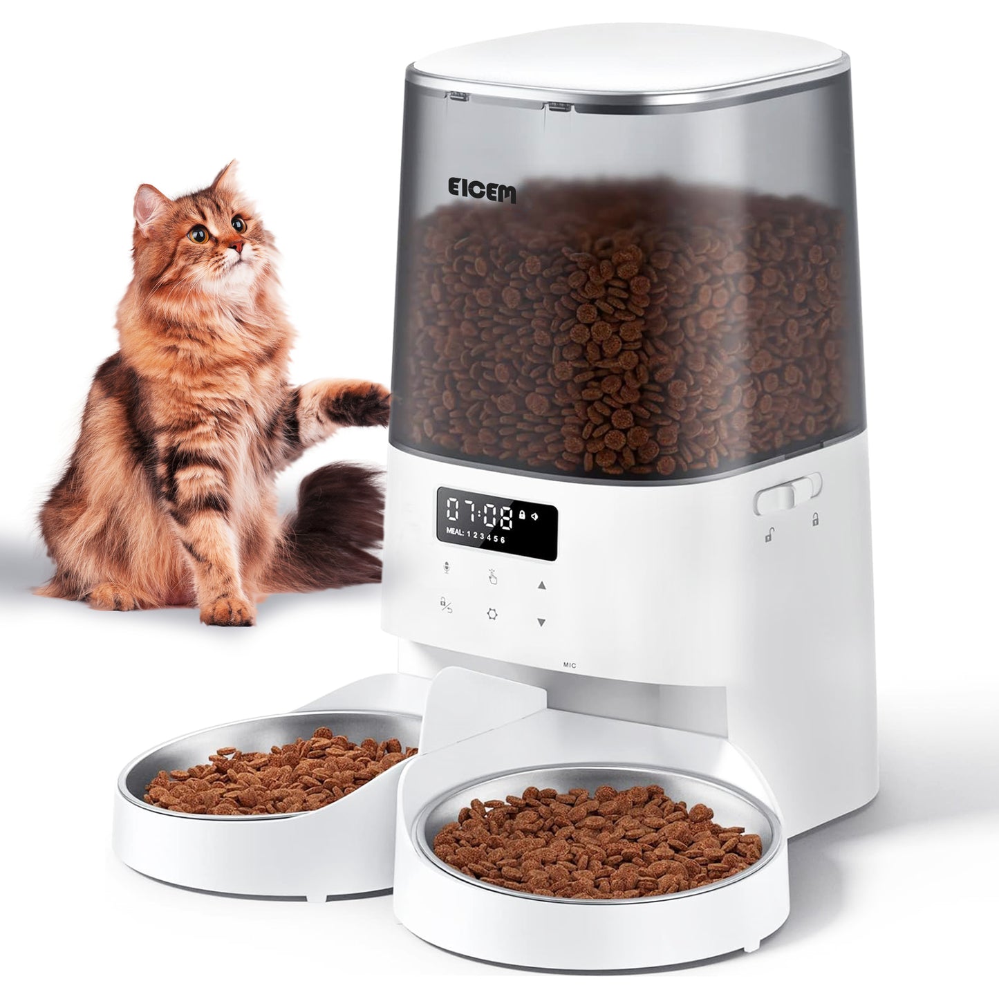 Automatic Cat Feeders, 5L/21Cups Cat Food Dispenser for Two Cats