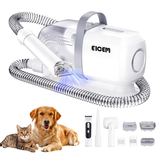 Dog Grooming Vacuum, Dog Grooming Kit with Dog Clipper & Shedding Brushes & Dryer, 2L Large Capacity Pet Hair Removal Tool