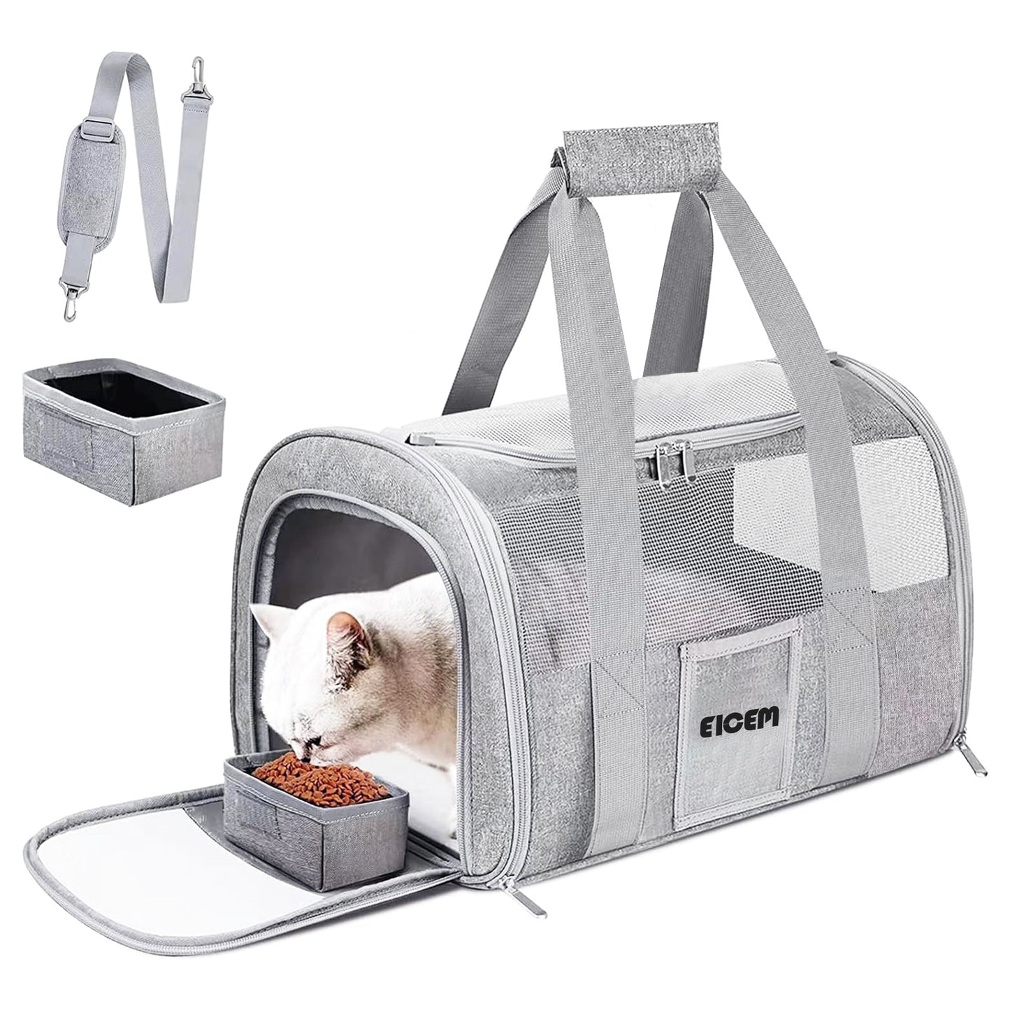 Extra Large Pet Carrier, 20"x13"x13" for 2 Cats Travel Carrier, Grey