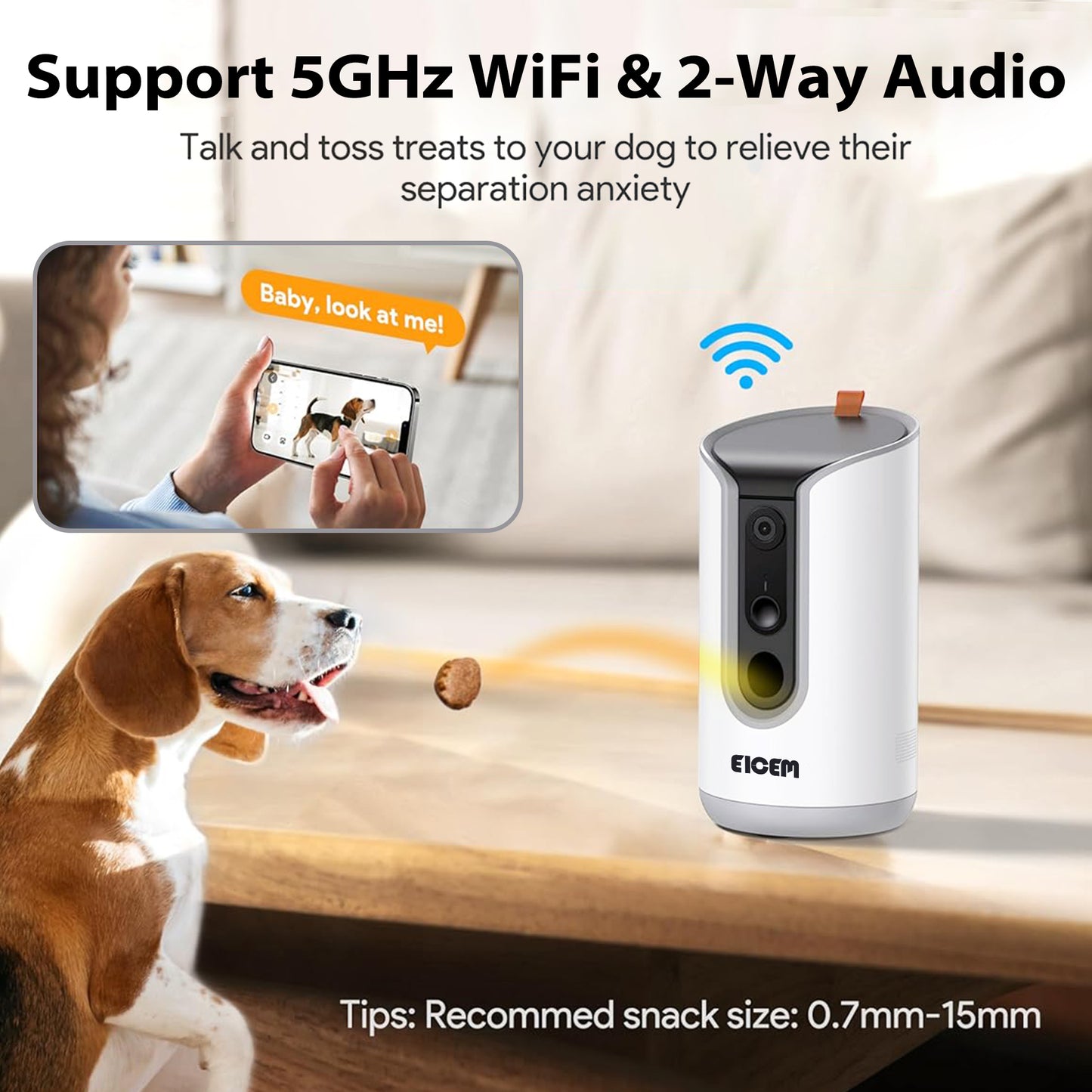 2K Pet Camera with Phone App - 360° View, 5G & 2.4G WiFi Two-Way Audio Dog Camera with Treat Dispenser