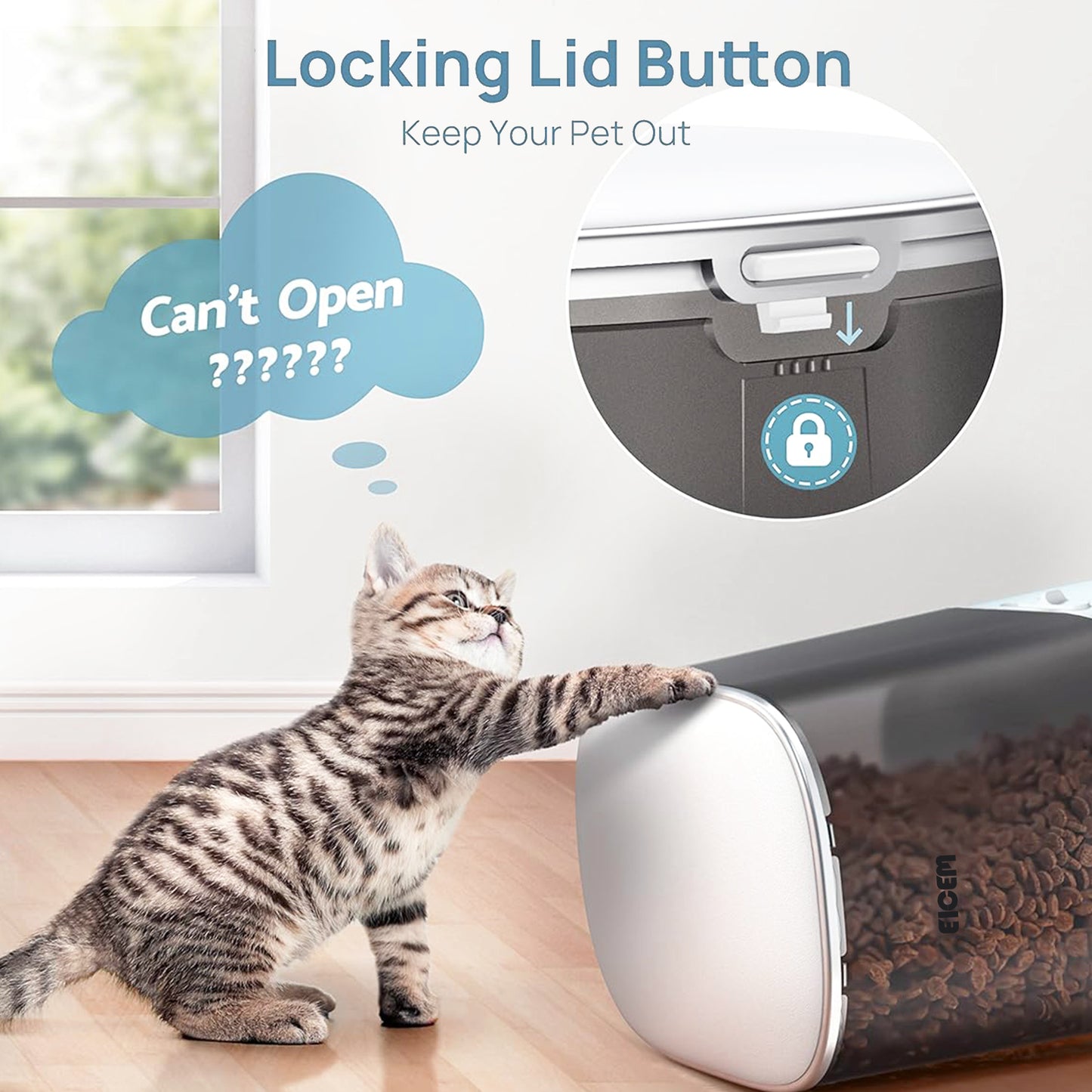 Automatic Cat Feeders, 5L/21Cups Cat Food Dispenser for Two Cats