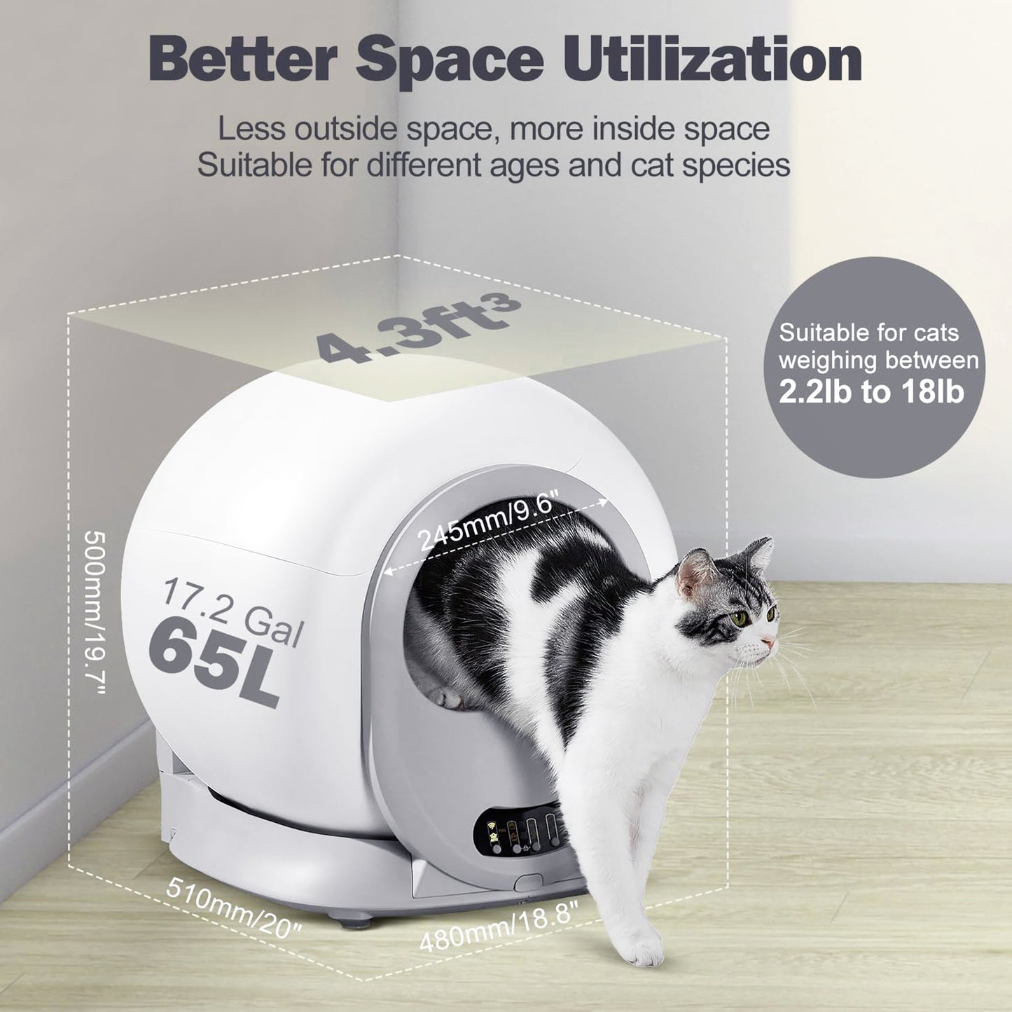 Self Cleaning Cat Litter Box, Extra Large Litter Box for Multiple Cats