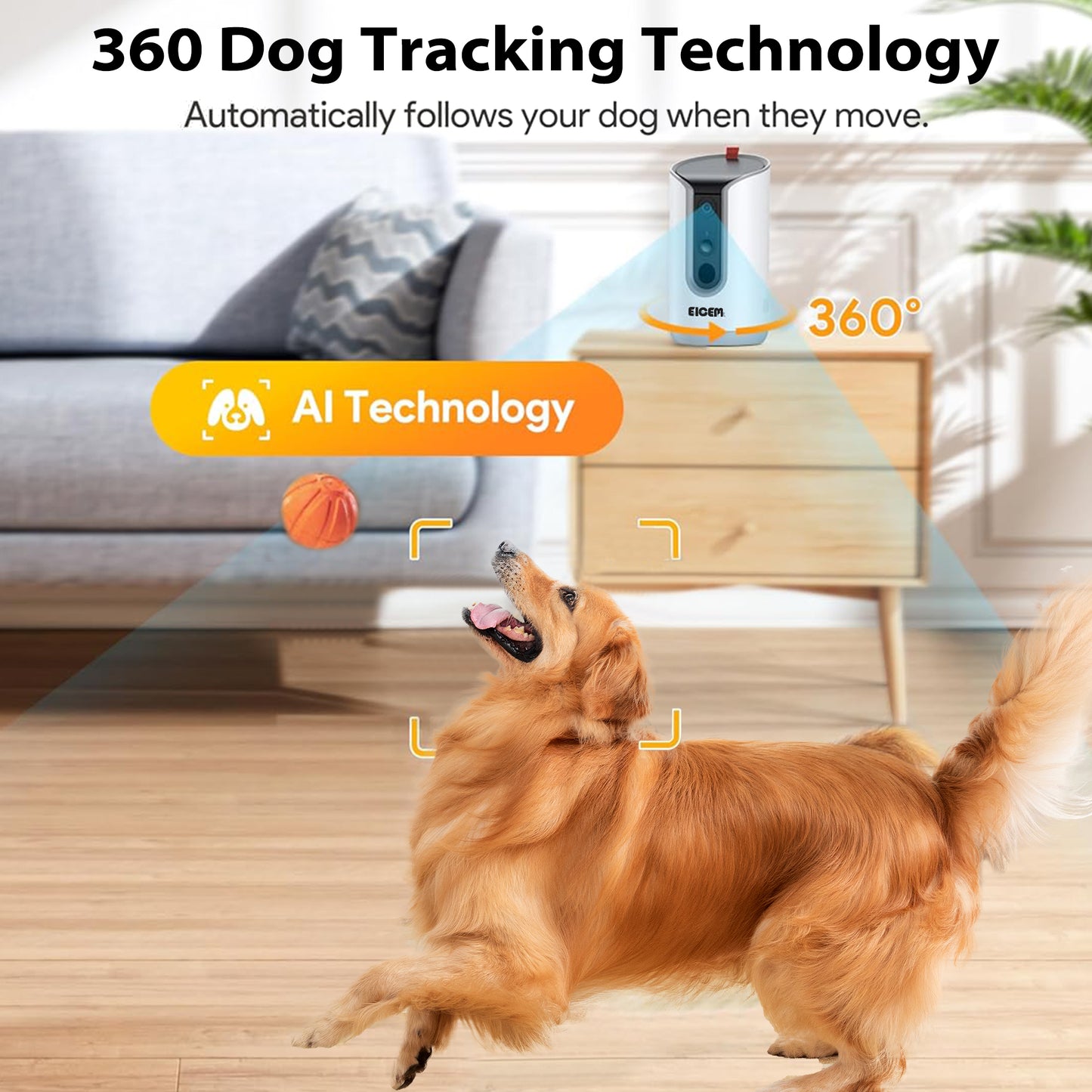 2K Pet Camera with Phone App - 360° View, 5G & 2.4G WiFi Two-Way Audio Dog Camera with Treat Dispenser